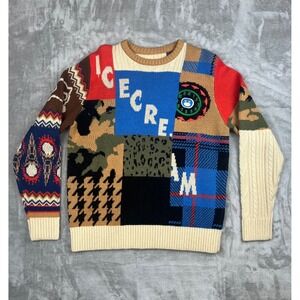 Ice Cream Patchwork Knit Sweater Multicolor Novelty Knitwear